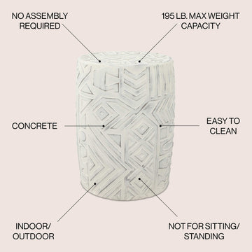 Drornzok 17.75" Geometric Drum Garden Stool - JONATHAN Y